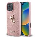 Coque iPhone 16 Pro Max Guess Fixed Glitter 4G Metal Logo - Rose