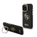 Coque pour cadre de caméra iPhone 16 Pro Max avec support Guess Grained 4G Logo - Noire