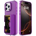 Coque Hybride iPhone 16 Pro Max avec Miroir et Porte-Cartes - Violete