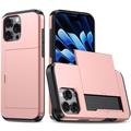 Coque Hybride iPhone 16 Pro Max avec Fente pour Carte Coulissante - Rose Doré