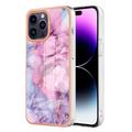 Coque iPhone 16 Pro Max en TPU Marble Pattern Galvanisé IMD - Bleue / Rose