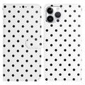 Étui portefeuille iPhone 16 Pro Max à motifs de pois - Blanc