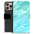 Étui Portefeuille Premium iPhone 16 Pro Max - Marbre Bleu