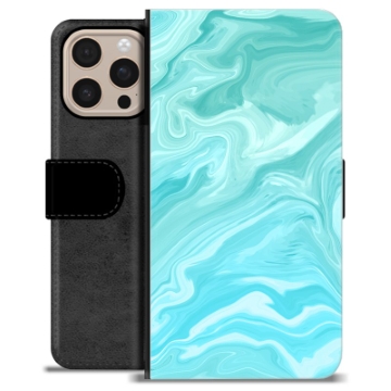Étui Portefeuille Premium iPhone 16 Pro Max - Marbre Bleu