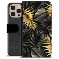 Étui Portefeuille Premium iPhone 16 Pro Max - Feuilles Dorées
