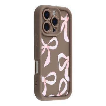 Coque TPU antichoc élégante iPhone 16 Pro Max avec bords relevés - Marrone / Gros nœud