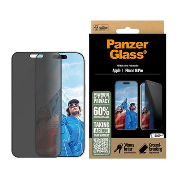 Protecteur d\'Écran iPhone 16 Pro PanzerGlass Ultra-Wide Fit Privacy EasyAligner - Bord Noir