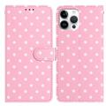 Étui portefeuille iPhone 16 Pro à motifs de pois - Rose