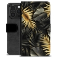 Étui Portefeuille Premium iPhone 16 Pro - Feuilles Dorées