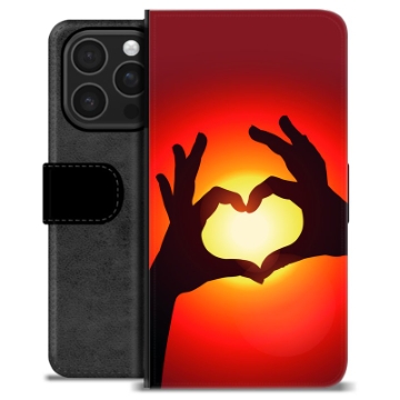 Étui Portefeuille Premium iPhone 16 Pro - Silhouette de Coeur