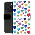 Étui Portefeuille Premium iPhone 16 Pro - Cœurs