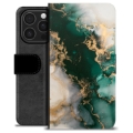 Étui Portefeuille Premium iPhone 16 Pro - Marbre Jade
