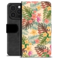 Étui Portefeuille Premium iPhone 16 Pro - Fleurs Roses