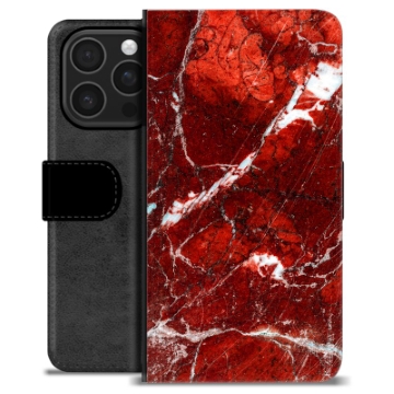 Étui Portefeuille Premium iPhone 16 Pro - Marbre Rouge
