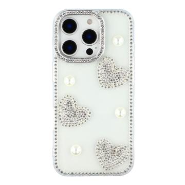 Coque hybride iPhone 16 Pro Amour étincelant et perle - Transparente