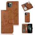 Étui portefeuille 2-en-1 vintage iPhone 16 Pro avec rabat amovible - Marron