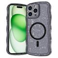Coque MagSafe iPhone 16 Pro Wave-Edge Laser Glitter - Noir translucide