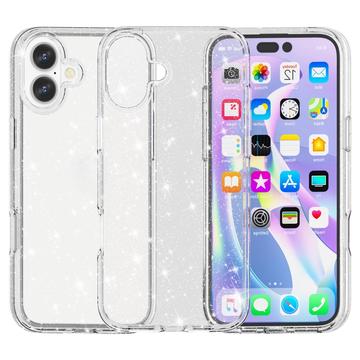 Coque Hybride iPhone 16 - Série Stylish Glitter - Blanche