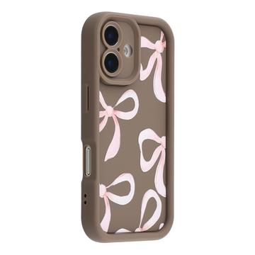 Coque TPU antichoc élégante iPhone 16 avec bords relevés - Marrone / Gros nœud