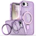 Coque hybride pailletée iPhone 16e avec Kickstand - Compatible MagSafe - Violete