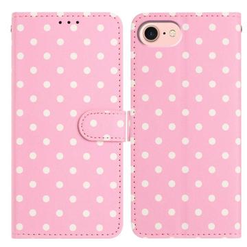 Étui portefeuille iPhone 16e à motifs de pois - Rose