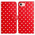 Étui portefeuille iPhone 16e à motifs de pois - Rouge
