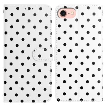 Étui portefeuille iPhone 16e à motifs de pois - Blanc