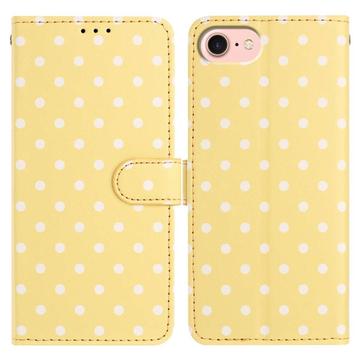 Étui portefeuille pour iPhone 16e à motifs de pois - Jaune