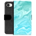 Étui Portefeuille Premium iPhone 16e - Marbre Bleu