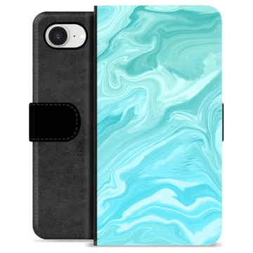 Étui Portefeuille Premium iPhone 16e - Marbre Bleu
