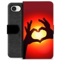 Étui Portefeuille Premium iPhone 16e - Silhouette de Coeur