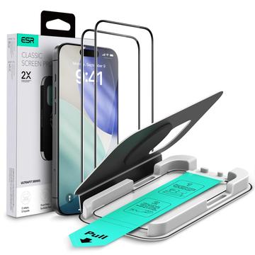 Protection d\'écran iPhone 17/16 Pro ESR UltraFit en verre trempé - 9H, 0.3mm - Bord noir