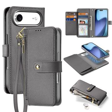 Étui portefeuille en cuir iPhone 17 Air avec couverture magnétique Dux Ducis Lawa - Gris