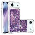 Coque iPhone Air en TPU Glitter Quicksand - Cœurs violets