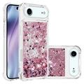 Coque iPhone Air en TPU Glitter Quicksand - Coeurs en or rose