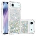 Coque iPhone Air en TPU Glitter Quicksand - Coeurs argentés