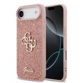 Coque iPhone 17 Air Guess Fixed Glitter 4G Metal Logo - Rose