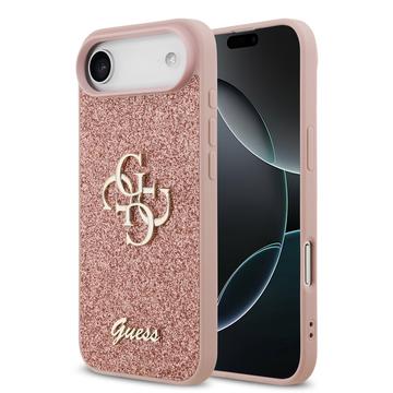 Coque iPhone 17 Air Guess Fixed Glitter 4G Metal Logo - Rose