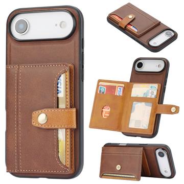 Étui iPhone 17 Air avec Portefeuille - Retro Style - Marron