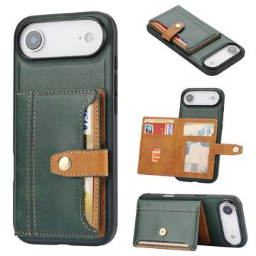 Étui iPhone 17 Air avec Portefeuille - Retro Style - Vert