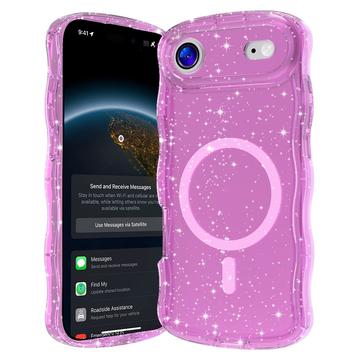 Coque MagSafe iPhone 17 Air Wave-Edge Laser Glitter - Rose translucide