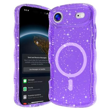 Coque MagSafe iPhone 17 Air Wave-Edge Laser Glitter - Violet translucide