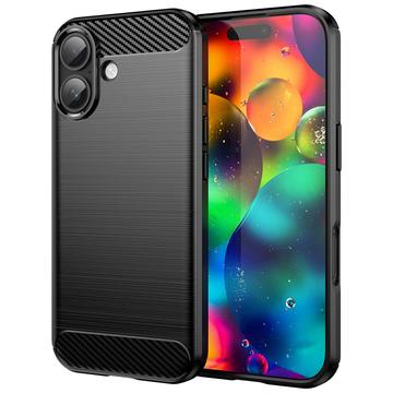 Coque iPhone 17 en TPU Brossé - Fibre de Carbone - Noire