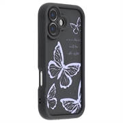 Coque iPhone 17 en TPU à imprimé papillon - Violete / Noire