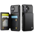 Étui Caseme C22 iPhone 17 avec portefeuille de cartes protégé par RFID - Noir