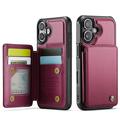 Etui Caseme C22 iPhone 17 avec portefeuille de cartes protégé par RFID - Rouge