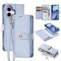 Étui portefeuille en cuir iPhone 17 avec couverture magnétique Dux Ducis Lawa - Bleu ciel
