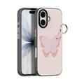 Coque iPhone 17 Dux Ducis Luvy avec anneau de doigt/dragonne - Rose clair / Papillon