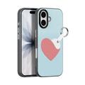 Coque iPhone 17 Dux Ducis Luvy avec anneau de doigt/dragonne - Bleu ciel / Cœur