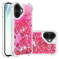 Coque iPhone 17 en TPU Glitter Quicksand - Coeurs roses